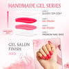 Picture of Gel Nail Polish Press on Nails Short, Handmade Hot Pink Fake Nails Medium Square Shape UV Jelly Finish Glue on Nails for Women Acrylic False Nail Kits Stick on nails Reusable Full Cover by GLAMERMAID, 24Pcs