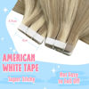 Picture of Sunny Tape in Hair Extensions Golden Blonde Highlighted Tape in Real Human Hair Extensions Invisible Golden Blonde Highlights Platinum Blonde Tape on Hair Extensions Remy 20pcs 50g 18inch