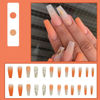 Picture of YoYoee Press on Nails Long Ballerina Fake Nails Coffin Acrylic Full Cover Orange False Nails for Women and Girls 24PCS