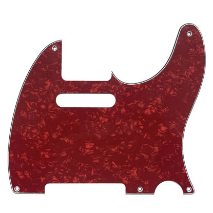 Picture of KAISH American Vintage 5 Hole Tele Pickguard TL Guitar Pick Guard Scratch Plate for Tele/Telecaster Red Pearl