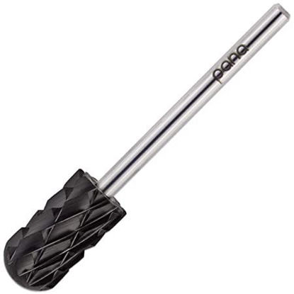 Picture of PANA Smooth Top Large Barrel 3/32" Shank Size - (DLC Black, 5X Coarse Grit) - Fast remove Acrylic or Hard Gel Nail Drill Bit for Manicure Pedicure Salon Professional or Beginner