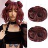 Picture of REECHO 2 PCS Mini Claw Clip in Messy & Cat Ears Hair Bun Extensions Wig Accessory Updo Hairpieces for Women Girls (Pack of 2 - 3.5" Wavy, Burgundy)