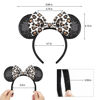 Picture of 2 PCS Minnie Ears,YUNISS Shiny Sequin Bow Mouse Ears Headbands for Adult Women Girls Christmas Halloween Birthday Party(leopard)