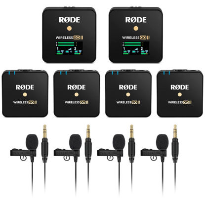 Picture of Rode Wireless GO II Dual Compact Digital Wireless Microphone System (Pair) with 4X Rode Lavalier GO Omnidirectional Condenser Microphone and StreamEye Polishing Cloth