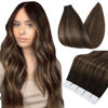 Picture of Fshine Balayage Tape in Hair Extensions Ombre Dark Brown Highlight Ash Brown with Shadow Roots Hair Extensions 22 Inch 2/8/2 Tape in Real Human Hair Skin Weft Salon Quality 20pcs 50g