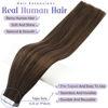 Picture of Fshine Balayage Tape in Hair Extensions Ombre Dark Brown Highlight Ash Brown with Shadow Roots Hair Extensions 22 Inch 2/8/2 Tape in Real Human Hair Skin Weft Salon Quality 20pcs 50g