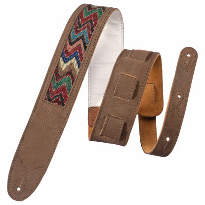 Nefelibata Cool Woven Guitar Strap - Cotton Guitar Straps with Thicked  First Layer Vegetable Tanned Cowhide Leather Ends for Acoustic, Bass,  Electric