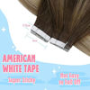 Picture of Sunny Tape in Hair Extensions Human Hair Brown Ombre Dark Golden Blonde Balayage Platinum Blonde Tape in Human Hair Extensions Invisible PU Tape in Natural Hair Extensions Ombre 18inch 50g 20pcs