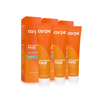 Picture of Carpe No-Sweat Face (Pack of 3) - Helps Keep Your Face, Forehead, and Scalp Dry - Sweat Absorbing Gelled Lotion - Plus Oily Face Control - With Silica Microspheres and Jojoba Esters