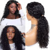 Picture of Pizazz Deep Wave Lace Front Wigs Human Hair 180 Density Brazilian Human Hair Wigs with Baby Hair Pre Plucked Natural Hairline(12 Inch, Black color))