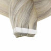 Picture of Full Shine 14 Inch Tape Hair Extensions Human Hair Blonde Highlighted Color With Gray 20 Pcs 50gram Per Pack Seamless Human Hair Tape in Extensions Remy Tape in Extensions