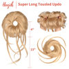 Picture of Messy Bun Hair Piece, HOOJIH Super Long Tousled Updo Hair Bun Extensions Wavy Hair Wrap Ponytail Hairpieces Hair Scrunchies with Elastic Hair Band for Women Girls - Honey Blonde