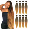 Picture of ShowCoco Braiding Hair Pre Stretched 32 Inches -8 Packs Itch Free Synthetic Fiber Crochet Twist Braids Yaki Texture Braiding Hair Extensions (32Inch,1B/30/27#)