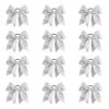 Picture of Oaoleer 12PCS 7" Large Glitter Cheer Hair Bows Ponytail Holder Elastic Band Handmade for Cheerleading Teen Girls College Sports (Glitter Silver 12PCS)