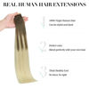 Picture of DOORES Hair Extensions Tape in Human Hair Ombre Ash Brown to Platinum Blonde 50g 20pcs 14 Inch Remy Tape in Human Hair Extensions Straight Real Hair Extensions