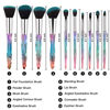 Picture of Makeup Brushes Set Professional Crystal Handle - 10pcs Gradient blue Blue Diamond Cosmetic Kabuki Make up Brushes Foundation Concealer Face Powder Eye Shadows Highlight Brush Kit For Makeup