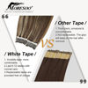 Picture of Tape in Hair Extensions Real Human Hair, Moresoo Blonde Invisible PU Tape in Hair #4 Brown Highlighted with #27 Blonde Hair Extensions Tape ins 12 Inch Glue on Hair Thick End PU Skin Weft 30g 20 PCS