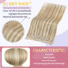 Picture of Sunny Fish Wire Hair Extensions Human Hair Blonde Highlights Invisible Wire Real Human Hair Extensions Caramel Blonde Highlights Bleach Blonde Hidden Wire Extensions 16inch 80g