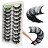 Picture of 3d Plant Fibre Russian Strip Lashes, D Curl Lash Strips, Natural False Lashes Mink, Wispy Fake Lashes, D Curl Strip Lashes, Natural Wispies Mink Eyelashes, Faux Mink Eyelashes Natural Look(DC03)