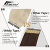 Picture of Moresoo Blonde Hair Extensions Tape in Real Human Hair Extensions 22 Inch Seamless Tape in Hair Extensions 20PCS #60 Platinum Blonde Glue in Double Sided Tape in Real Hair 50g