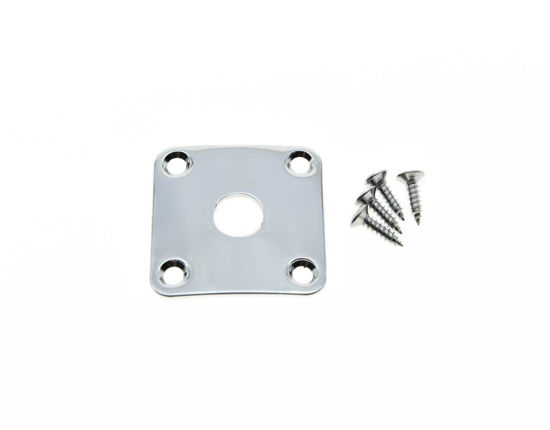 Picture of KAISH Chrome Metal Curved Bottom Jack Plate Curved Base Square Jackplate for Les Paul LP Guitars