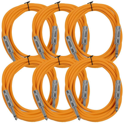 Picture of Seismic Audio SASTSX-10Orange-6PK 10-Feet TS 1/4-Inch Guitar, Instrument, or Patch Cable, Orange