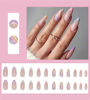 Picture of 24 Pcs Acrylic Press on Nails Medium, Glue on Nails for Women, Fake Nails with Glue (Colorful Stiletto French)