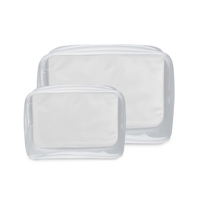 Picture of Clear Pouch, Clear Travel Bags for Toiletries, Lightweight Clear Toiletry Bag, 2 Pack Multipurpose Transparent TSA Cosmetic Bag Clear Pouch For Traveling-Half Side Clear