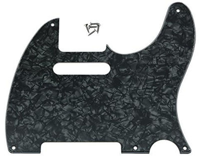 Picture of KAISH American Vintage 5 Hole Tele Pickguard TL Guitar Pick Guard Scratch Plate for Tele/Telecaster Black Pearl