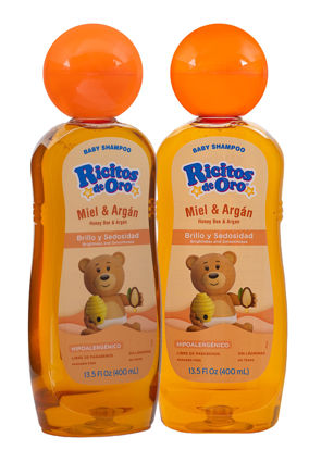 Picture of Ricitos de Oro Baby Shampoo Cleansing Shampoo with Natural Extract No more tears Hypoallergenic 2Pack of 13.5 FL Oz Bottles., White, Honey, 2 Count, (Pack of 2)