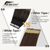 Picture of Moresoo Tape in Hair Extensions Balayage Hair Extensions 12 Inch Off Black #1B Ombre #6 Brown Highlight with #22 Blonde Tape in Extensions Ombre Black 20 Pieces 30 Gram Extensions Human Hair Natural