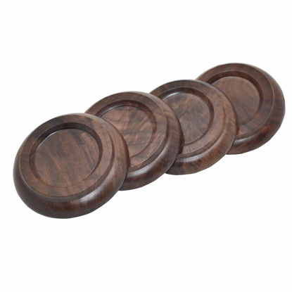 Picture of Upright Piano Caster Cups,Premium Quality Black Walnut Wood Piano Caster Pads, Furniture Leg Pad Set of 4, w/EVA Anti-Slip & Anti-Noise Foam Mat for Hardwood Floor Protectors(Black Walnut ）