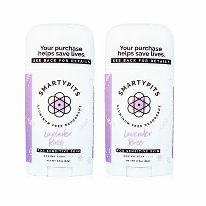 Picture of SmartyPits - 2 Pack Natural/Aluminum-Free Deodorant for Sensitive Skin (baking soda free) Paraben Free, Phthalate Free, PROPYLENE GLYCOL FREE, Not Tested on Animals | 2.9oz (Lavender Rose)