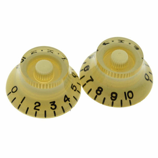 Picture of Dopro 2pcs USA(Imperial) LP Guitar Bell Knobs 24 Fine Splines Top Hat Knobs for USA Les Paul with CTS Pots Cream