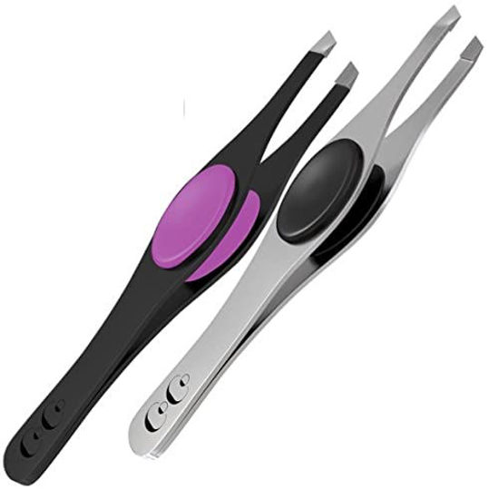 Tweezers Set 4-piece-Stainless Steel Slant Tip + Sharp Pointed Eyebrow Tweezer Set-Precision Facial Hair Removal
