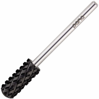 Picture of PANA Smooth Top Small Barrel 3/32" Shank Size - (DLC Black, 4X Coarse Grit) - Fast remove Acrylic or Hard Gel Nail Drill Bit for Manicure Pedicure Salon Professional or Beginner