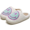 Picture of Smile Face Slippers For Women/Men, Retro Soft Plush Lightweight Smiley Face House Slippers, Indoor Outdoor Cozy Trendy Slip-On Slipper (6.5-7.5 Women/6-7 Men, White-Purple Smile, numeric_6_point_5)