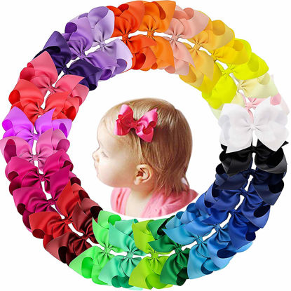 Picture of Oaoleer 30 Colors 3 Inch Hair Bows Clips Grosgrain Ribbon Bows Hair Alligator Clips Hair Barrettes Hair Accessories for Girls Toddler Infants Kids Teens Children (3inch)