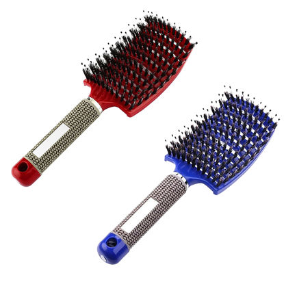 Picture of Voremy Magical Brush Detangler, Detangling Brush, Curved and Vented for Wet or Dry Detangling Hair Brush for Men, Women & Kids’ Long, Thick, Thin, Curly & Tangled Hair (Blue+Red)