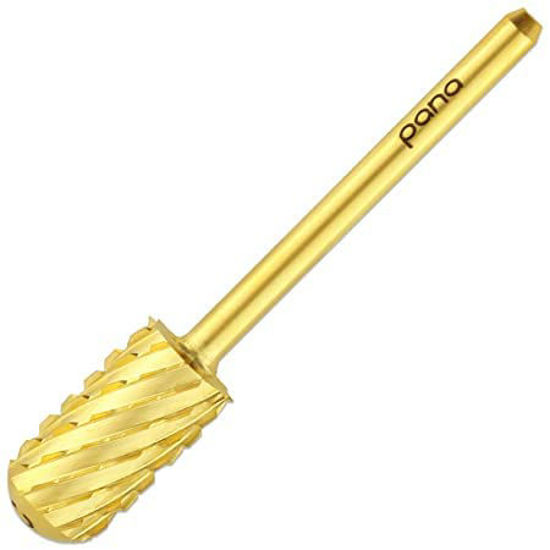 Picture of PANA Smooth Top Large Barrel 3/32" Shank Size - (Gold, 3X Coarse Grit) - Fast remove Acrylic or Hard Gel Nail Drill Bit for Manicure Pedicure Salon Professional or Beginner