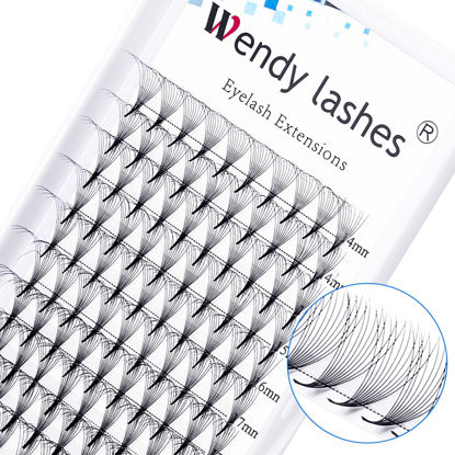 Picture of Volume Lash Extensions 10D Premade Fans Eyelash Extensions 0.07mm Thickness C/D Curl Short Stem Premade Volume Eyelash Extensions Pointed Base Fans by WENDY LASHES(10D-0.07-D, 14-20mm Mixed Tray)