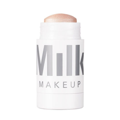 Picture of MILK Makeup Mini Highlighter Stick - Hydrating Pigmented Cream, Radiant - Vegan - 0.21 Oz (TURNT - White Gold/Pink Pearl)