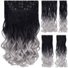 Picture of Clip Hair Extension, Black Hair Extensions 18"Curly SYXLCYGG Synthetic Blonde 22"straight Real Hair Pieces Cheap Natural Fluffy&Not Tangled White Women Girl Dark Brown Silver Grey Full Head