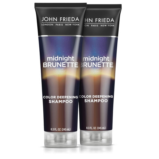 Picture of John Frieda Midnight Brunette Visibly Deeper Color Deepening Shampoo, 8.3 Ounce (Pack of 2), with Evening Primrose Oil, Infused with Cocoa