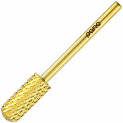 Picture of PANA Smooth Top Small Barrel 3/32" Shank Size - (Gold, Extra Coarse Grit) - Fast remove Acrylic or Hard Gel Nail Drill Bit for Manicure Pedicure Salon Professional or Beginner