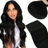 Picture of Sunny One Piece Black Human Hair Extensions With Clip Black One Piece Clip in Human Extensions Black Clip on One Piece Extensions For Women 70g 16inch