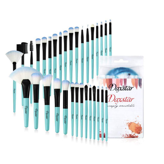 Picture of Swan Blue Makeup Brushes Professional,32Pcs Essential Eyeshadow Eyeliner Face Powder Cream Liquid Cosmetic Brushes Kits with Cruelty-Free Synthetic Fiber Bristles