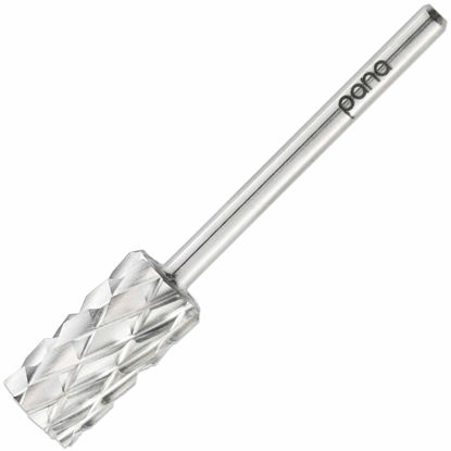 Picture of USA PANA 3/32" Shank Size Professional - Flat Top Large Barrel Carbide Bit - 5X Coarse to Extra Fine Grit - Nail Drill Bit for Dremel Machine (5X Coarse, Silver)