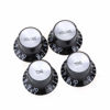 Picture of Musiclily Pro Imperial Inch Size Top Hat Bell Reflector 2 Volume 2 Tone Knobs Set for USA Les Paul SG Electric Guitar, Black with Silver Top