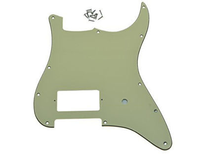 Picture of KAISH 11 Hole ST/Strat Style One Humbucker Guitar Pickguard Scratch Plate for Delonge Stratocaster/Strat Aged White 3 Ply